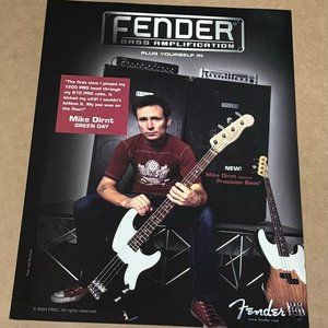 MIKE DIRNT of GREEN DAY - Fender Guitars / Amps - 2004 Print Advertisement